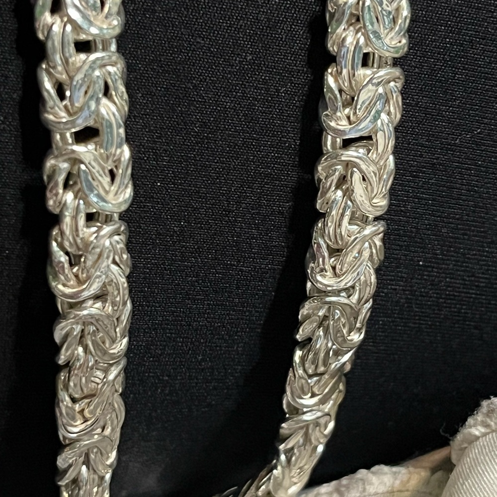 “20” Byzantine solid 9.25 Sterling oversized spring ring clasp